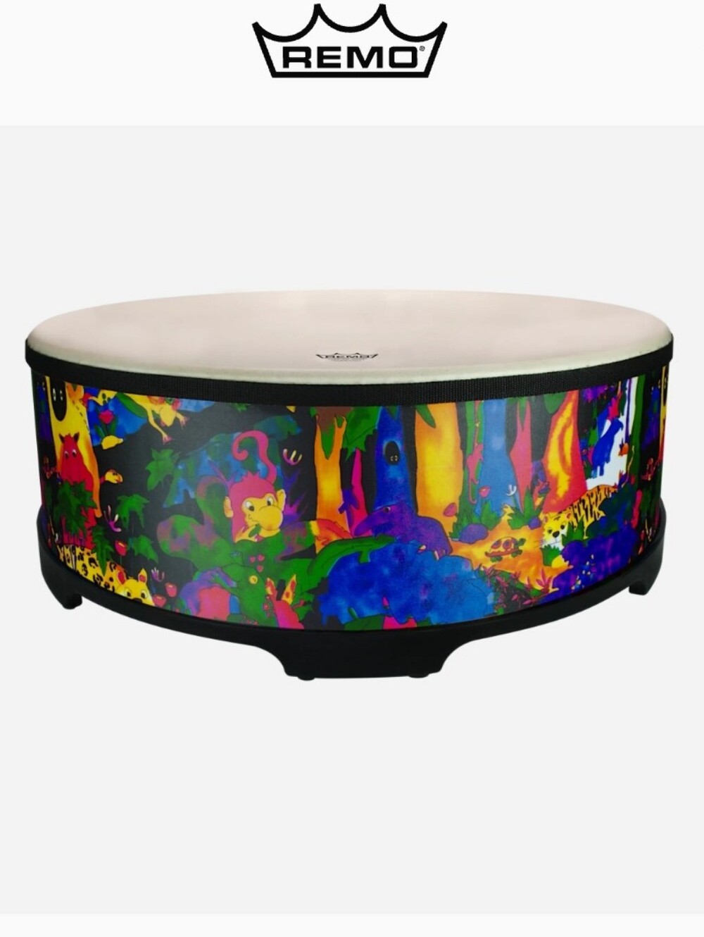 Remo Kids Percussion Gathering Drum Comfort Sound Animal Jungle Print 8" X 16"